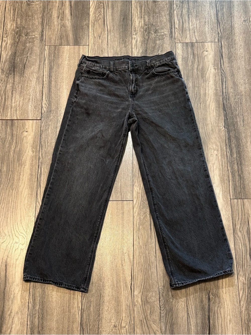 American Eagle Strigid Black Wide Leg Jeans Size 10 Regular